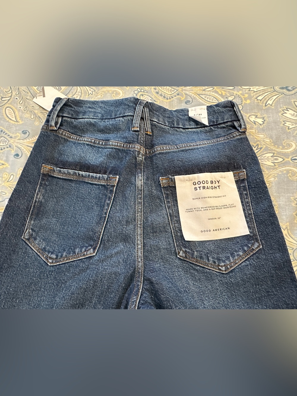 Good American Good Boy Straight Jeans - Indigo Blue Denim